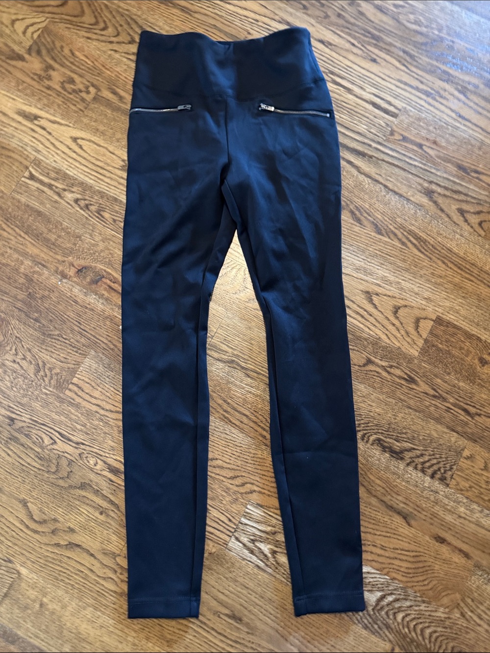 WHBM High-Waist Black Leggings with Front Zip Pockets